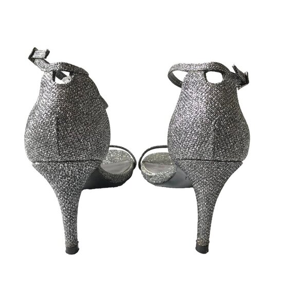 Stuart Weitzman Naked Glitter Sandals Heels Womens 7 Gray Pewter Leather Nudist - Picture 9 of 13